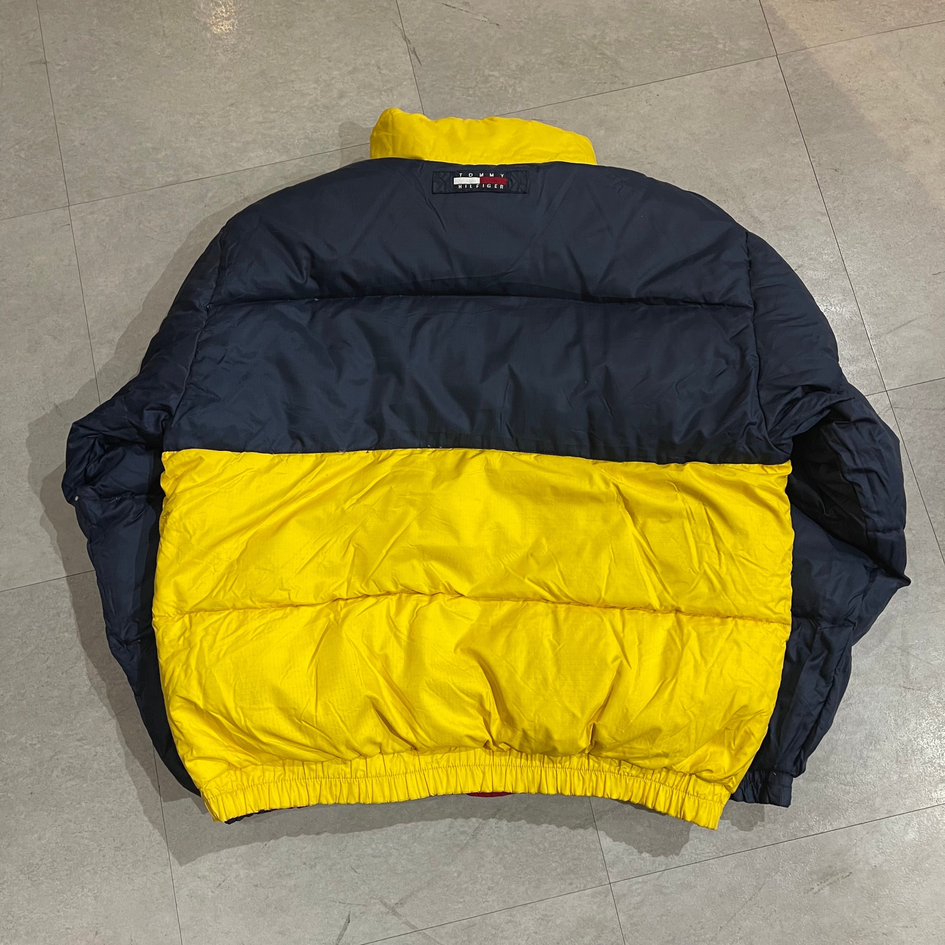 90年代〜 size:XL【 TOMMY HILFIGER 】トミーヒルフィガー ダウンジャケット 中綿ナイロンジャケット ナイロンジャケット  リバーシブル 立ち襟 マルチカラー 古着 古着屋 高円寺 ビンテージ