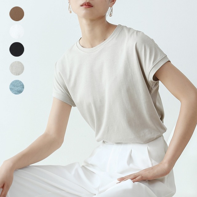 Tシャツ 半袖Tシャツ ラウンドネック レディーストップス 無地tシャツ 着回し