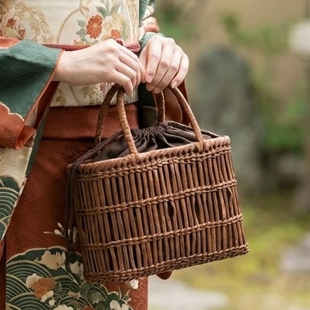 山葡萄バッグ かごバッグ 網代編 軽量 きもの ハンドバッグ 蔓 山