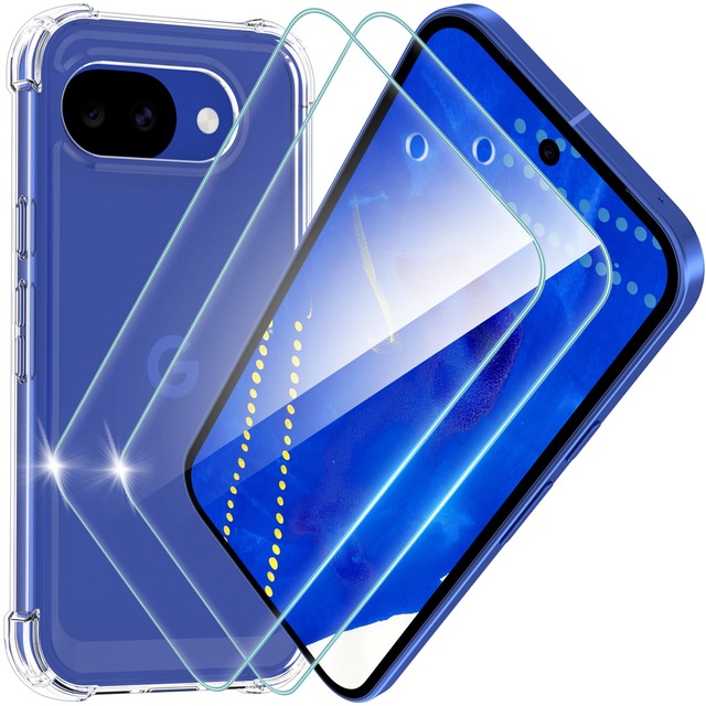 Google Pixel 10a 用 ケース 耐衝撃 ガラスフィルム付き 全面保護 ストラップホール 米軍MIL規格 クリア ピクセル10a 保護フィルム2枚付き