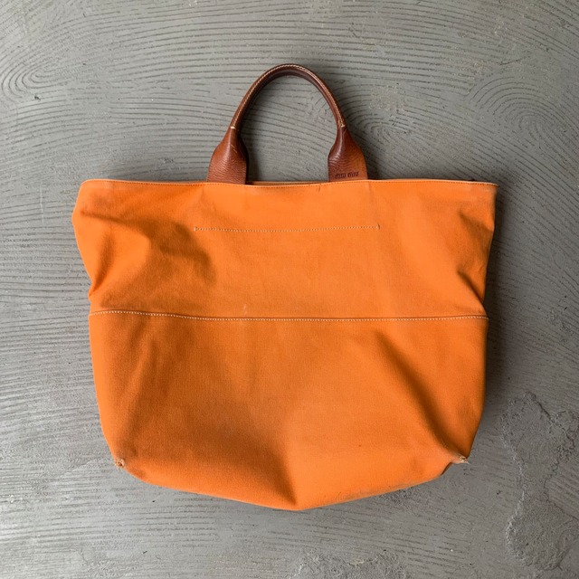 miu miu / Canvas tote bag with leather handles