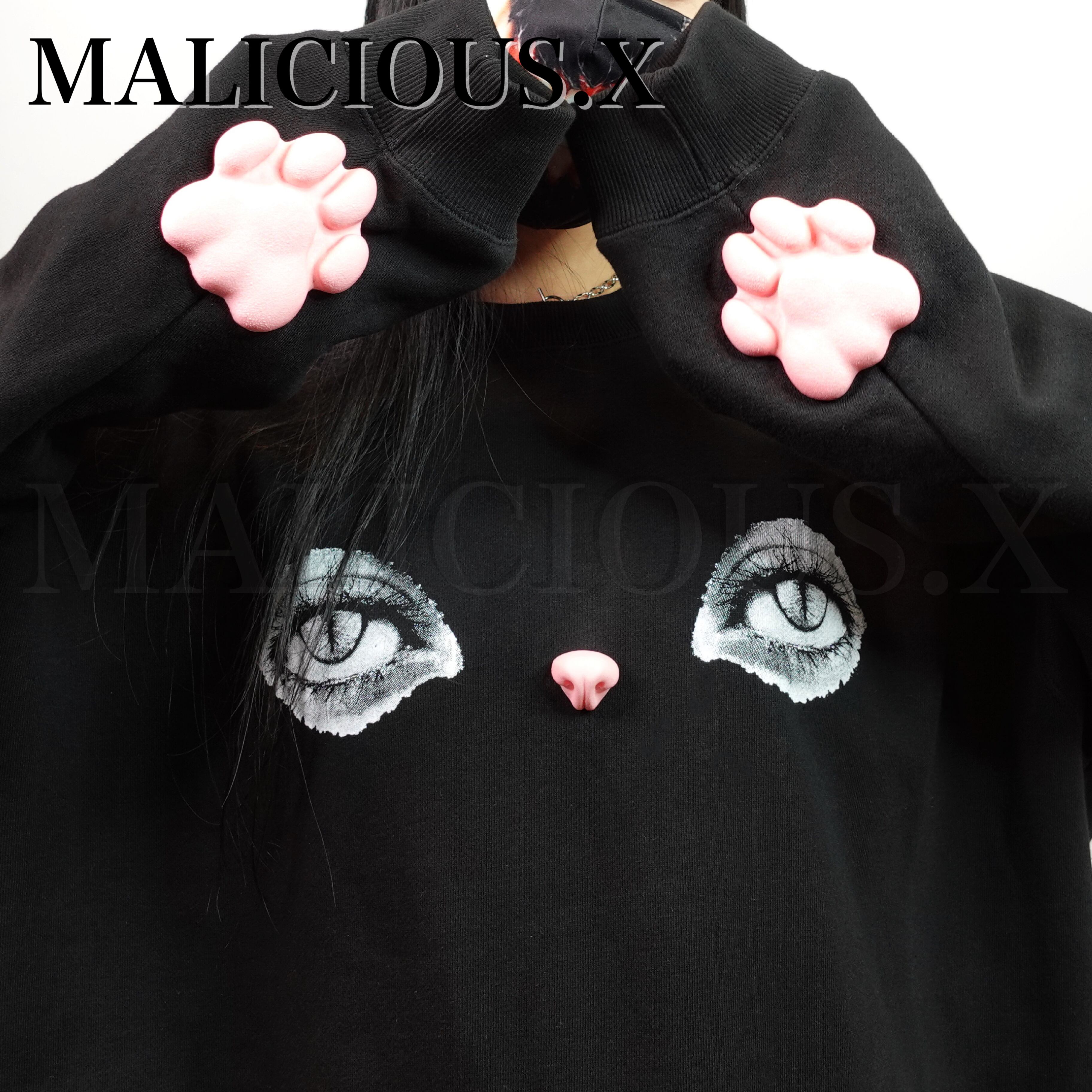 新品未使用MALICIOUS.X Cat sweatshirt/ Black