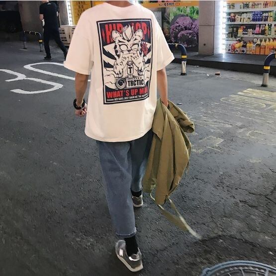 全2色 Tシャツ カットソー プリント カジュアル B系 半そで