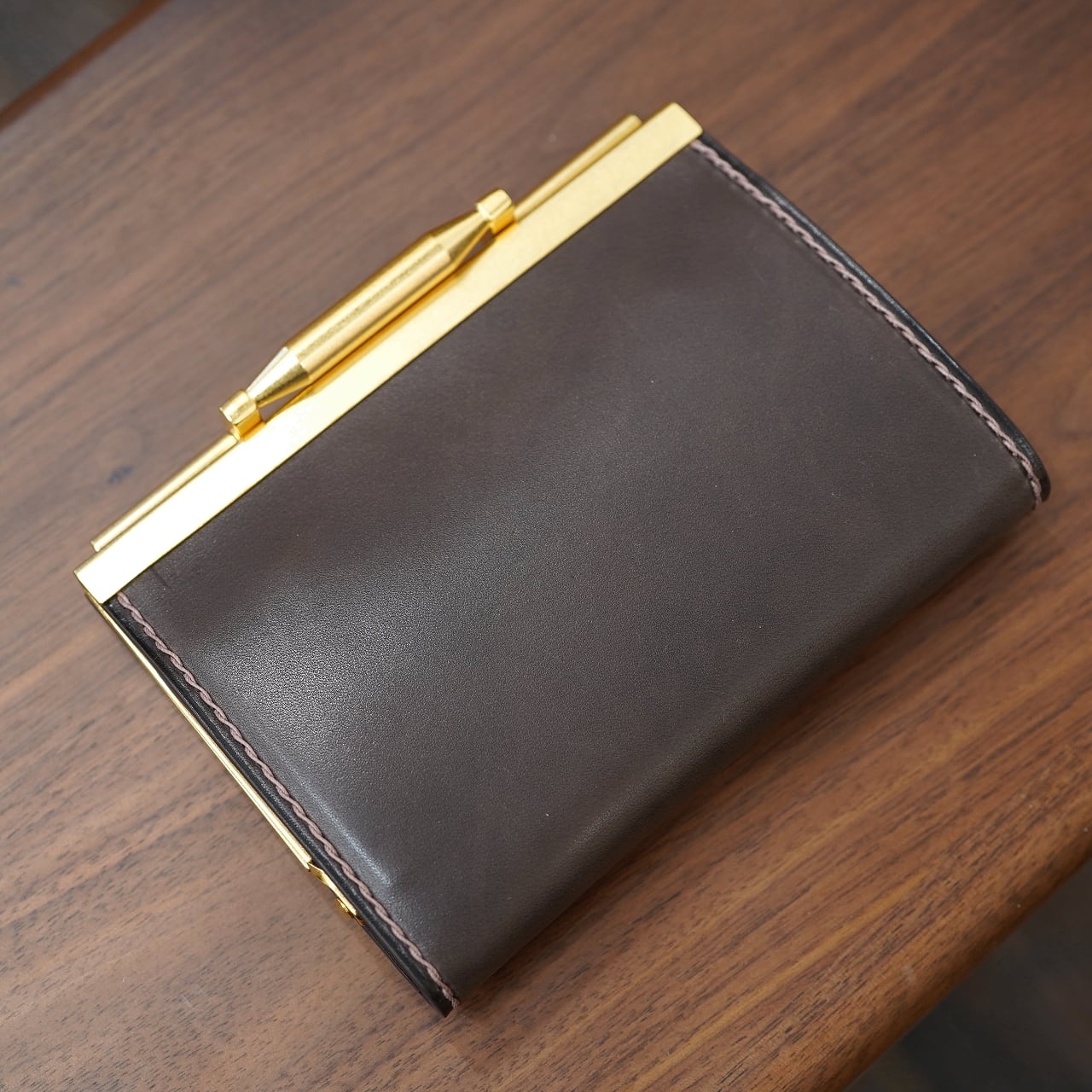 Maison d' Artisan 特注がま口ウォレット Monnaie(モネ) HAASネバダ ダークブラウン