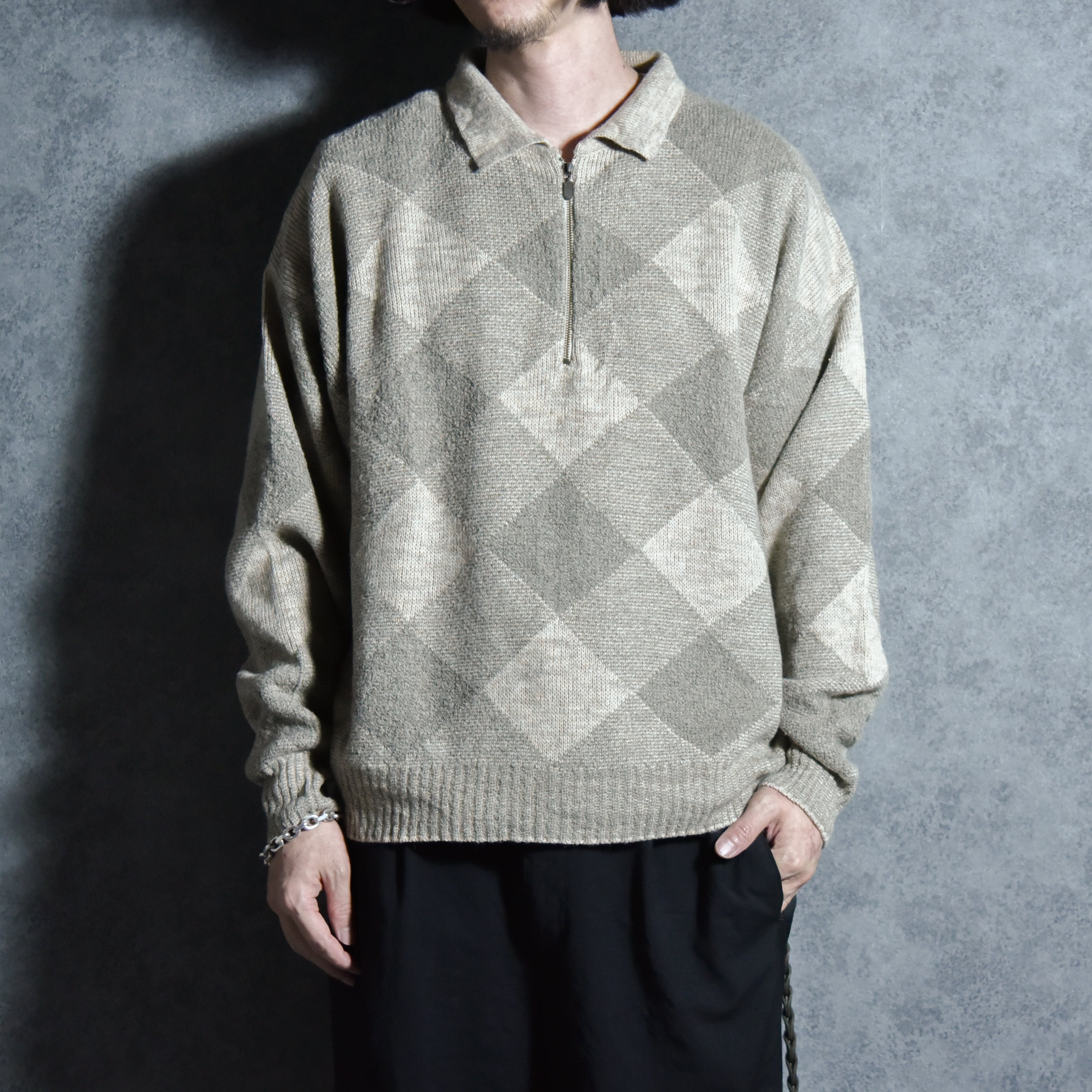 90s Italia ALBERTO DANTI Half-zip Knit Polo Shirts イタリア製