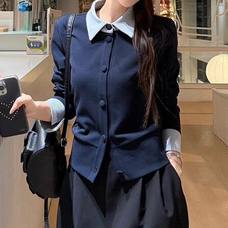 クラシックバイカラーシャツカットソー W00598