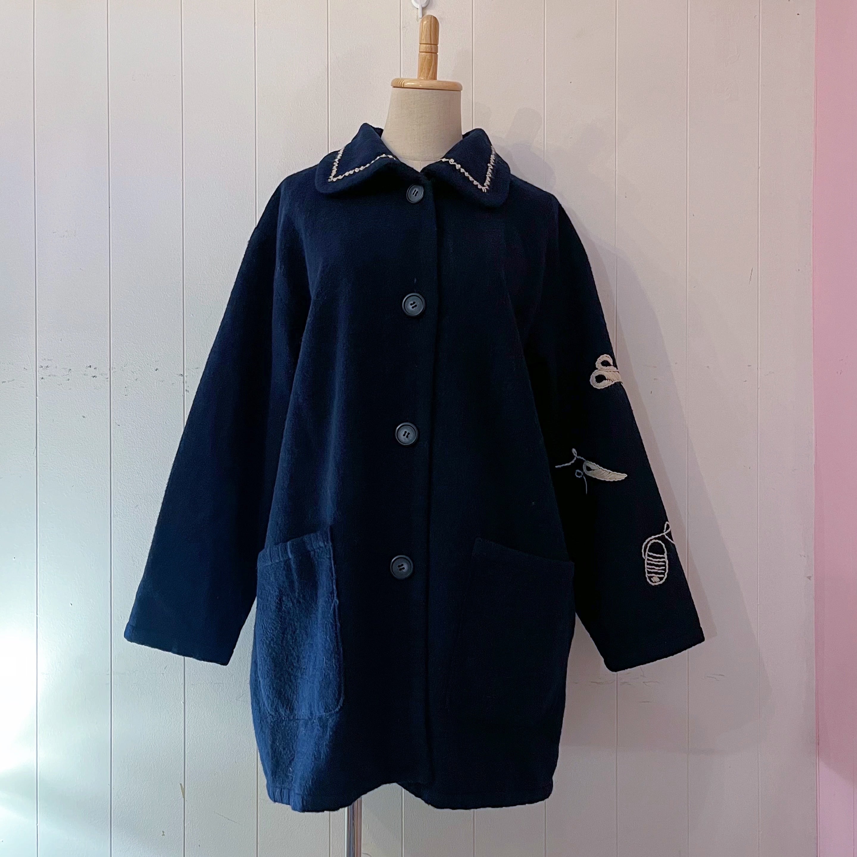 sewing kit embroidery navy coat