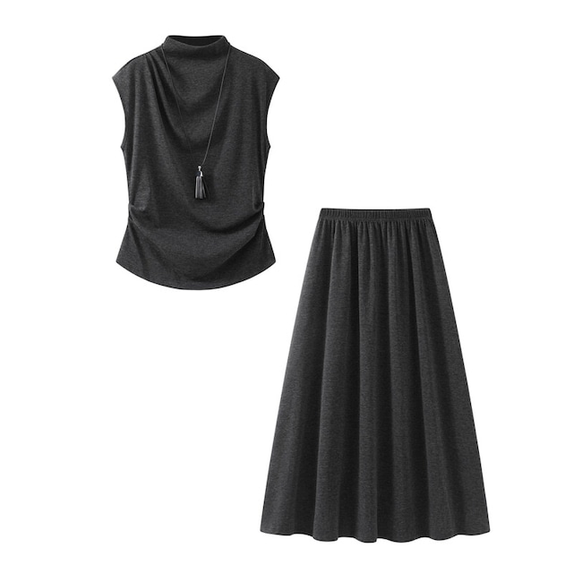 High neck tops & long skirt　M1306