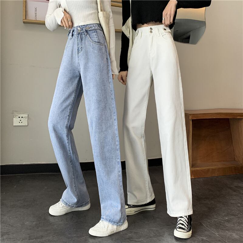 スプリングサマージーンズ ハイウェストウェストスリムルーズパンツ 春物 夏物 1号婦人35287465185