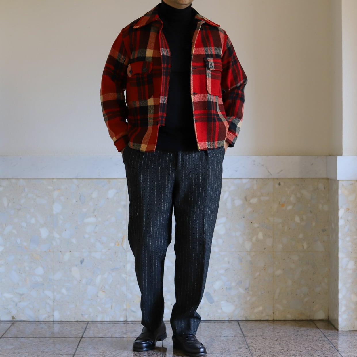 美品】60s special vintage wool check flannel jacket big size mint