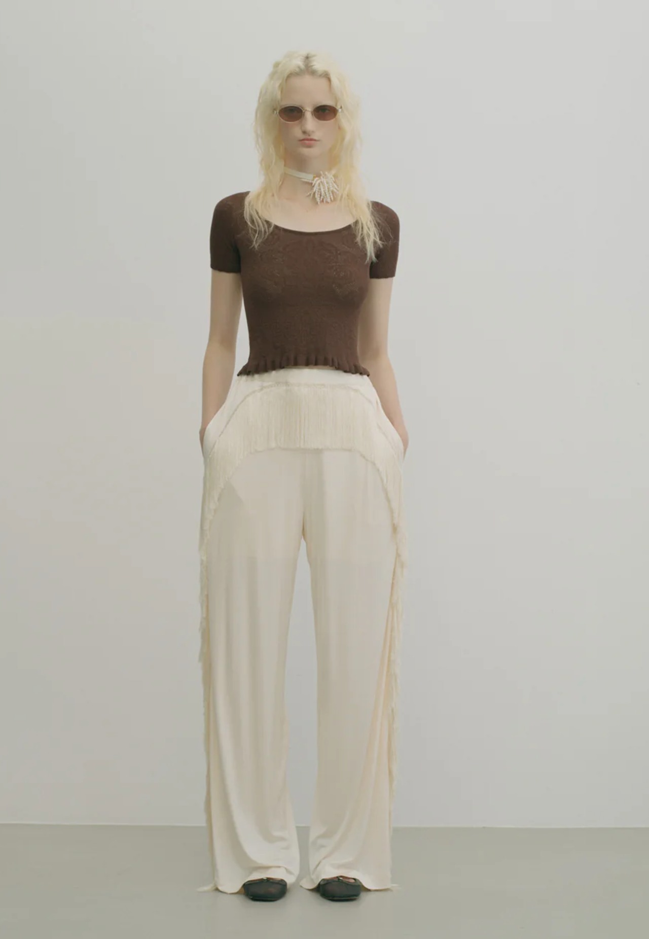 【26SS】FETICO フェティコ / DAMASK LACE SCOOP NECK TOP - 4