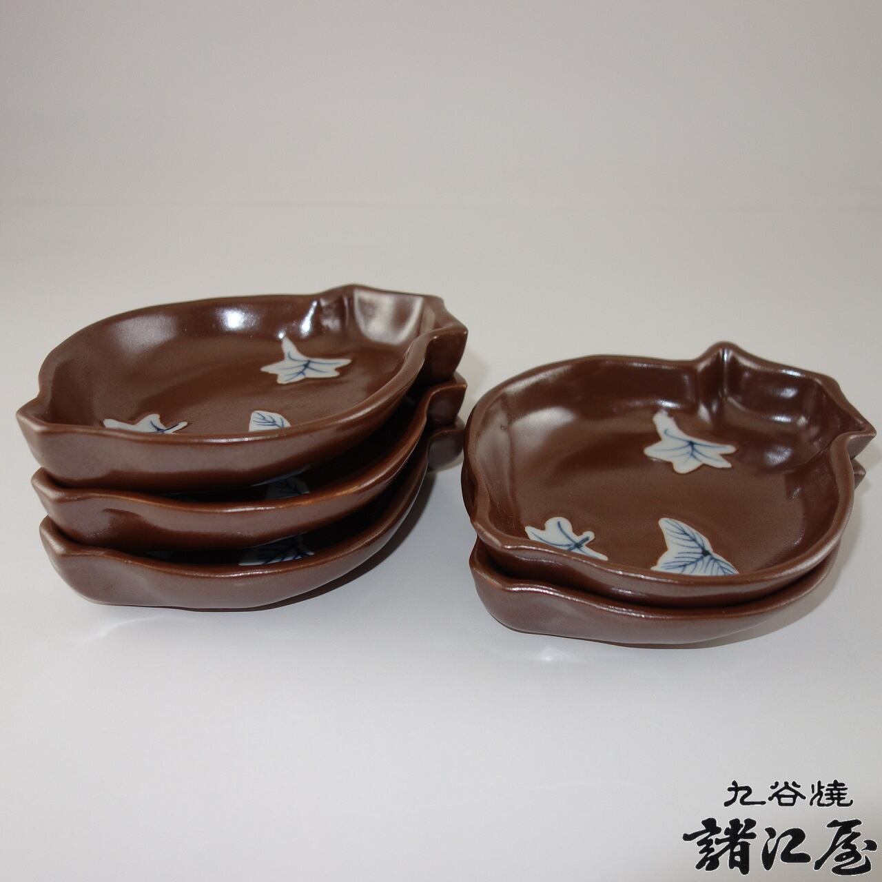 九谷焼 河島洋作 変形小皿揃 吸坂釉 | 九谷焼と和食器の通販サイト