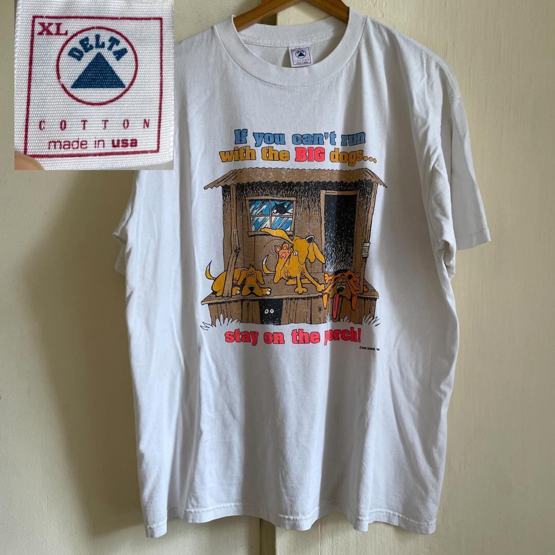 DF83 Tシャツ 94年 90s 犬 ドッグ イラスト オシャレ 白T XL | ビンテージ雑貨 家と外で powered by BASE