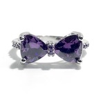 D006 送料無料 レディース 指輪 アクセサリー リボン パープル Ribbon Silver Ring Amethyst