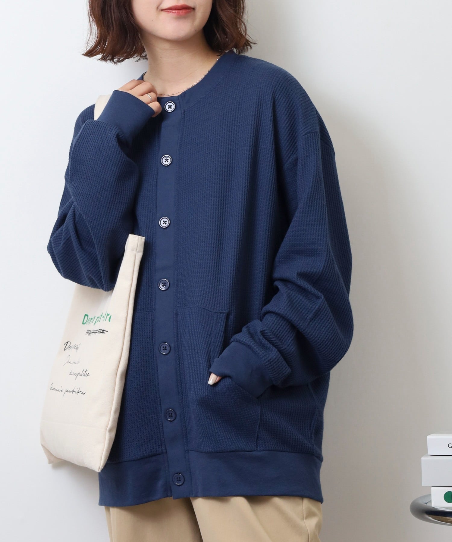 2025年】ワッフル クルーネックカーディガン #JF364-12S | JEMORGAN