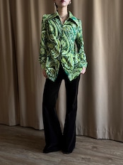paisley pattern green rétro shirt-5137-1