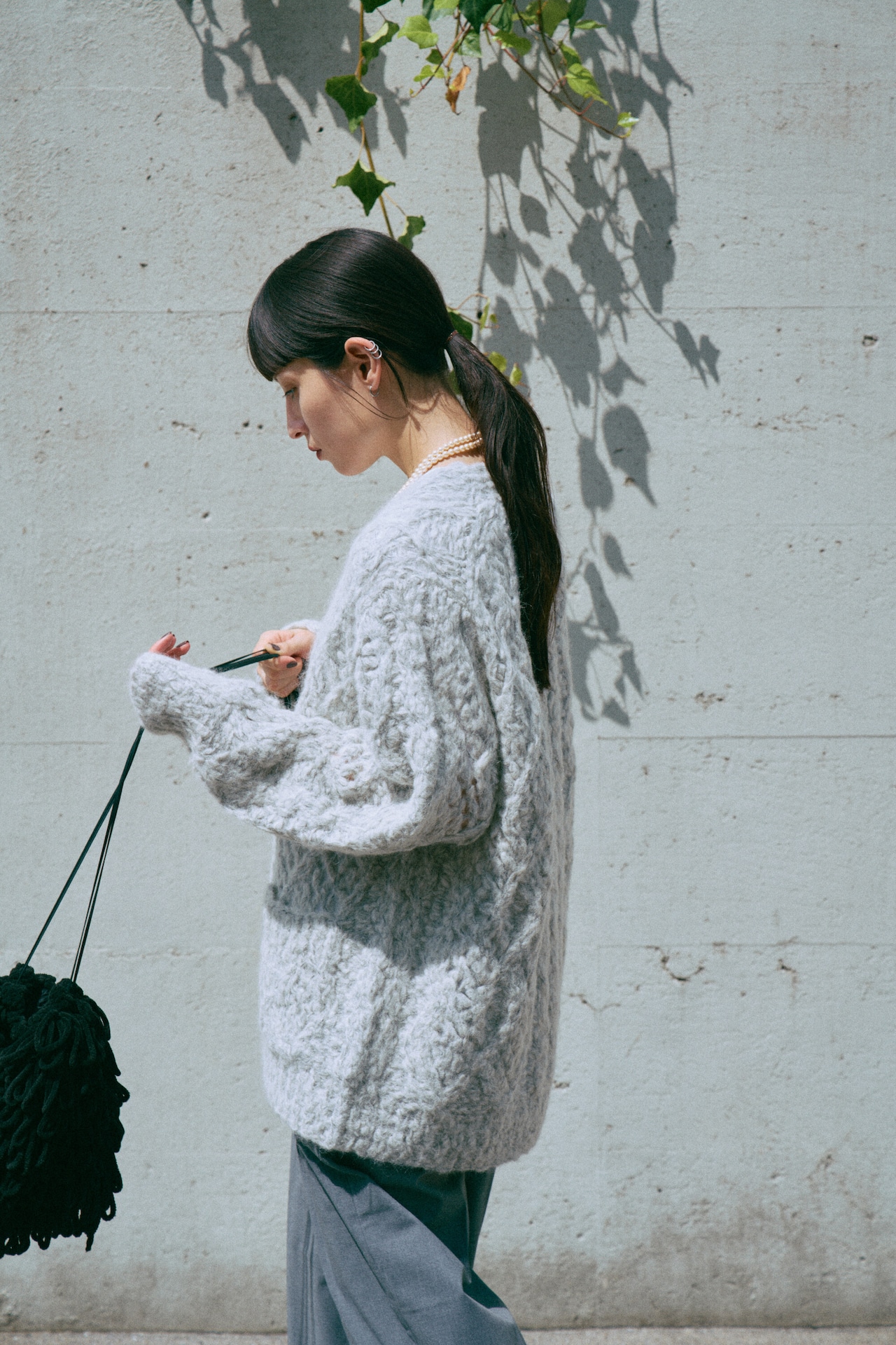 Fluffy Hand Lacy Cardigan Knit