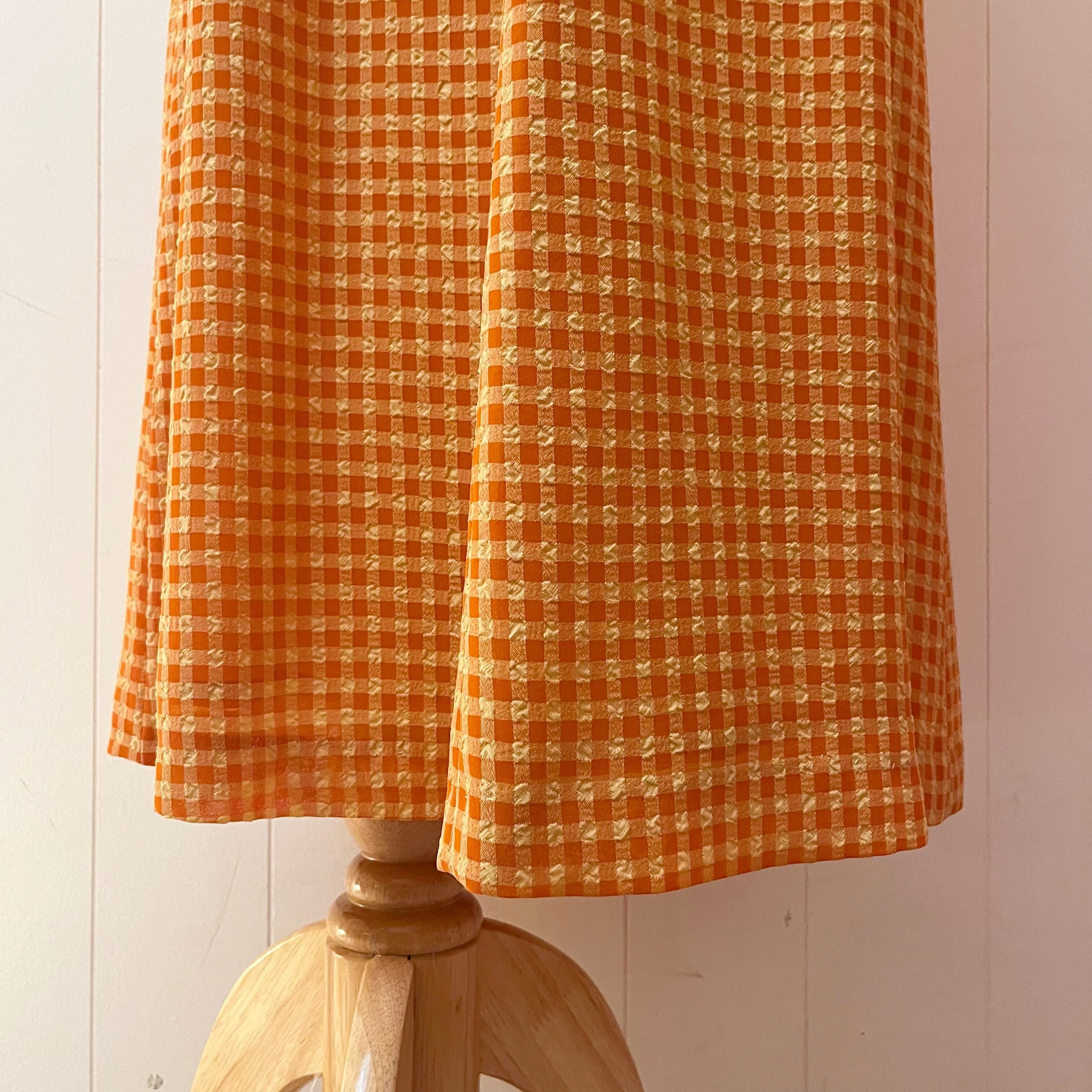 orange yellow gingham check skirt