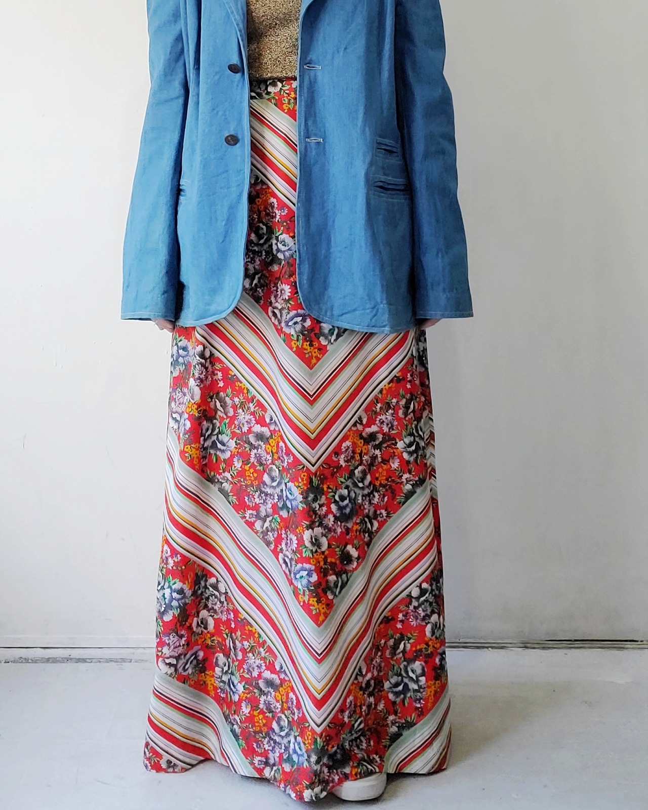 EURO VINTAGE / OPTI ZIPPER 60s GERMAN VINTAGE LONG SKIRT