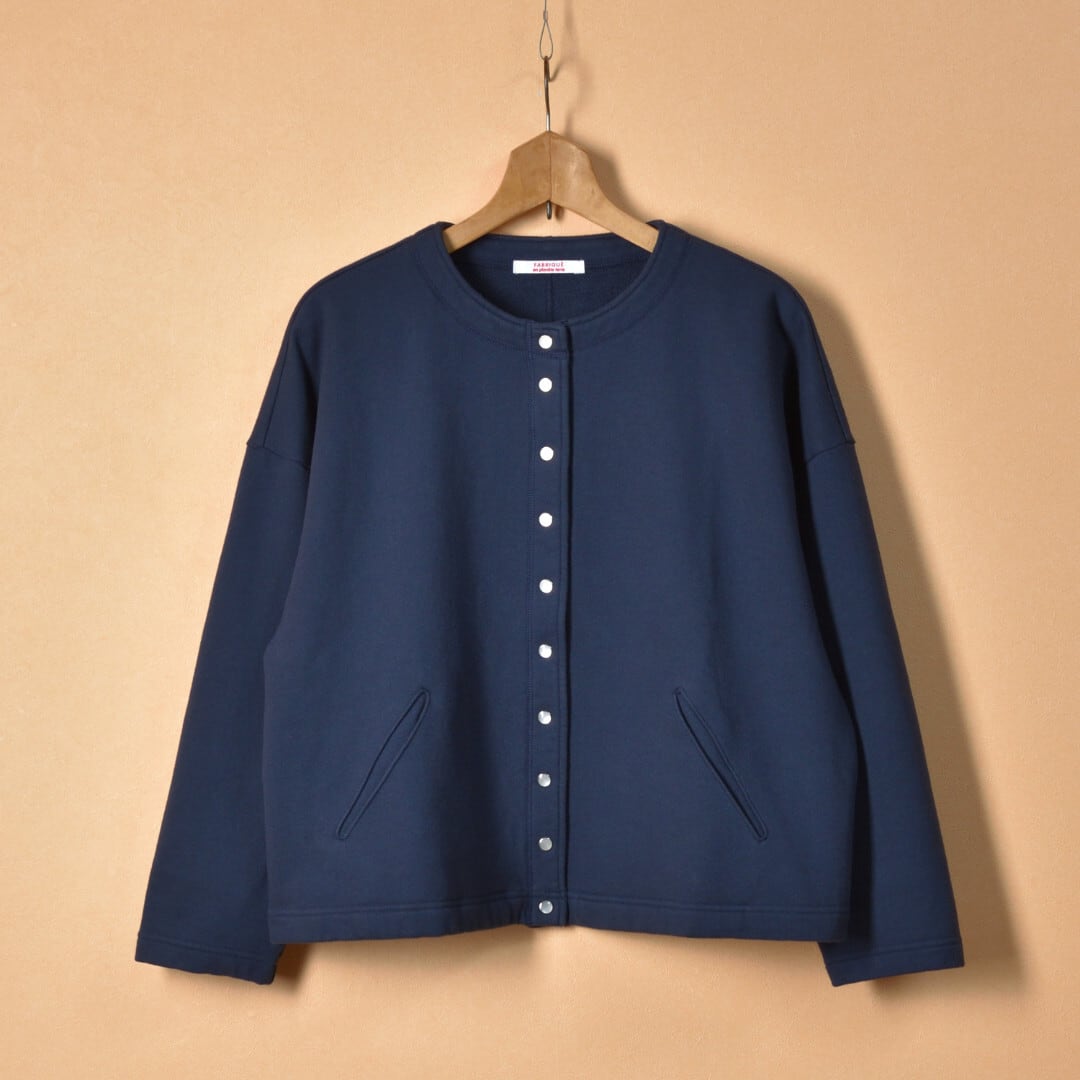Fabrique en planete terre ファブリケアンプラネテール 裏毛オーバーサイズスナップカーディガン・ネイビー【送料無料】