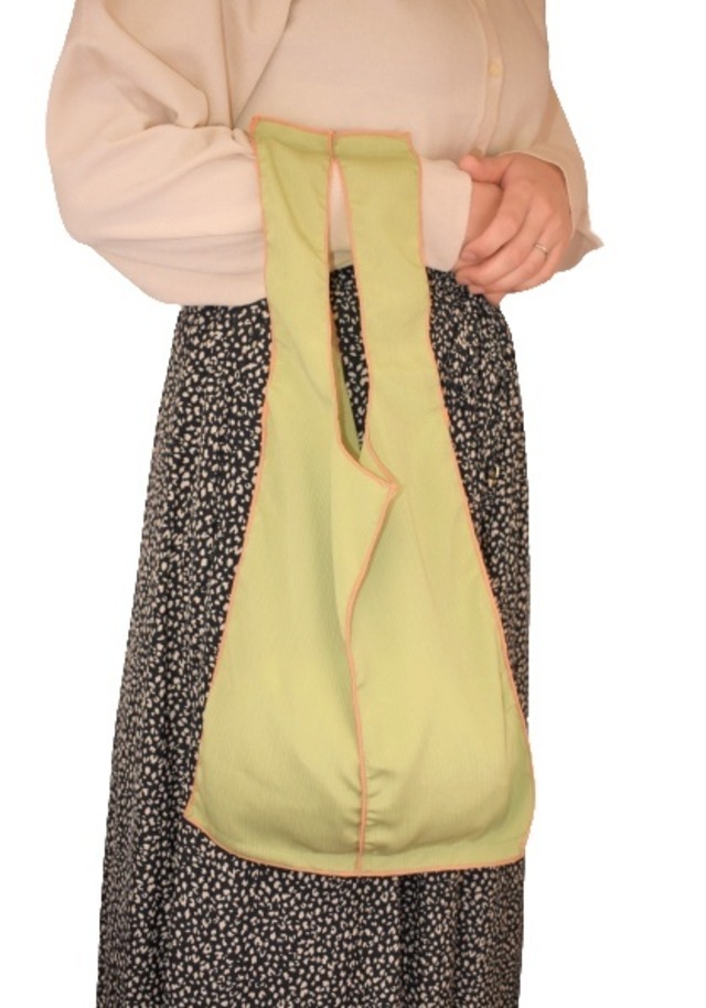 [RonRon] クシュクシュ エコバッグ (カーキ) 楊柳 クレープ生地 工房 手作り 日本製 エコパッケージ MX-0026-218