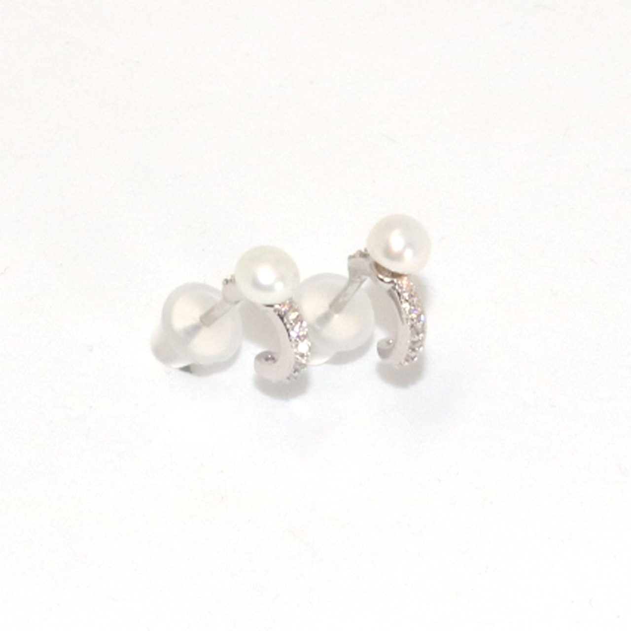 シルバー パール＆キラキラ ピアス simple silver series mm1054