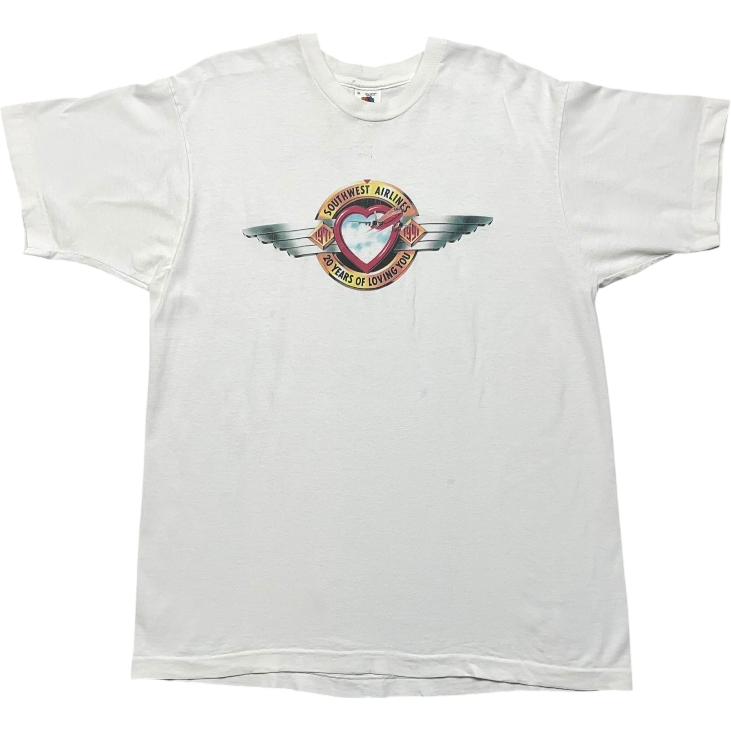 《XL》FRUIT OF THE ROOM フルーツオブザルーム Tシャツ サウスウエスト航空 フロントプリント シングルステッチ USA製 90年代 vintage no.8228