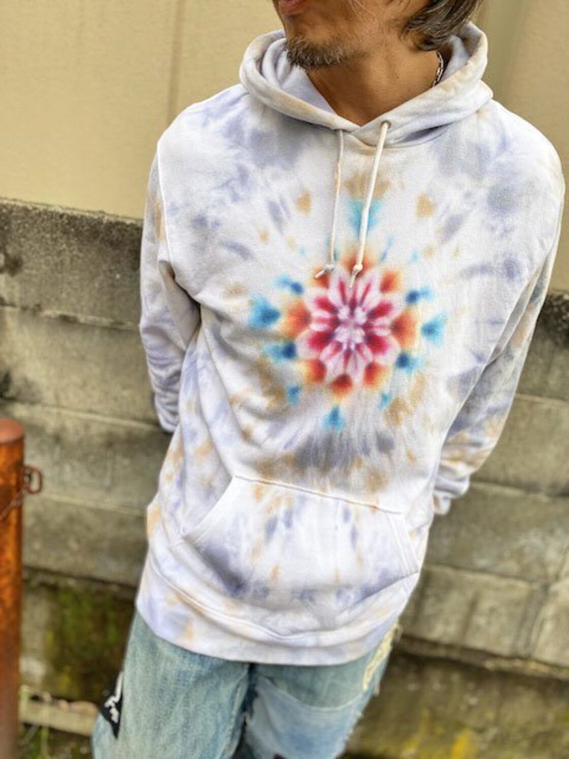 タイダイ染め Tie-dye プルオーバー フーディー曼荼羅染め XXLサイズ 