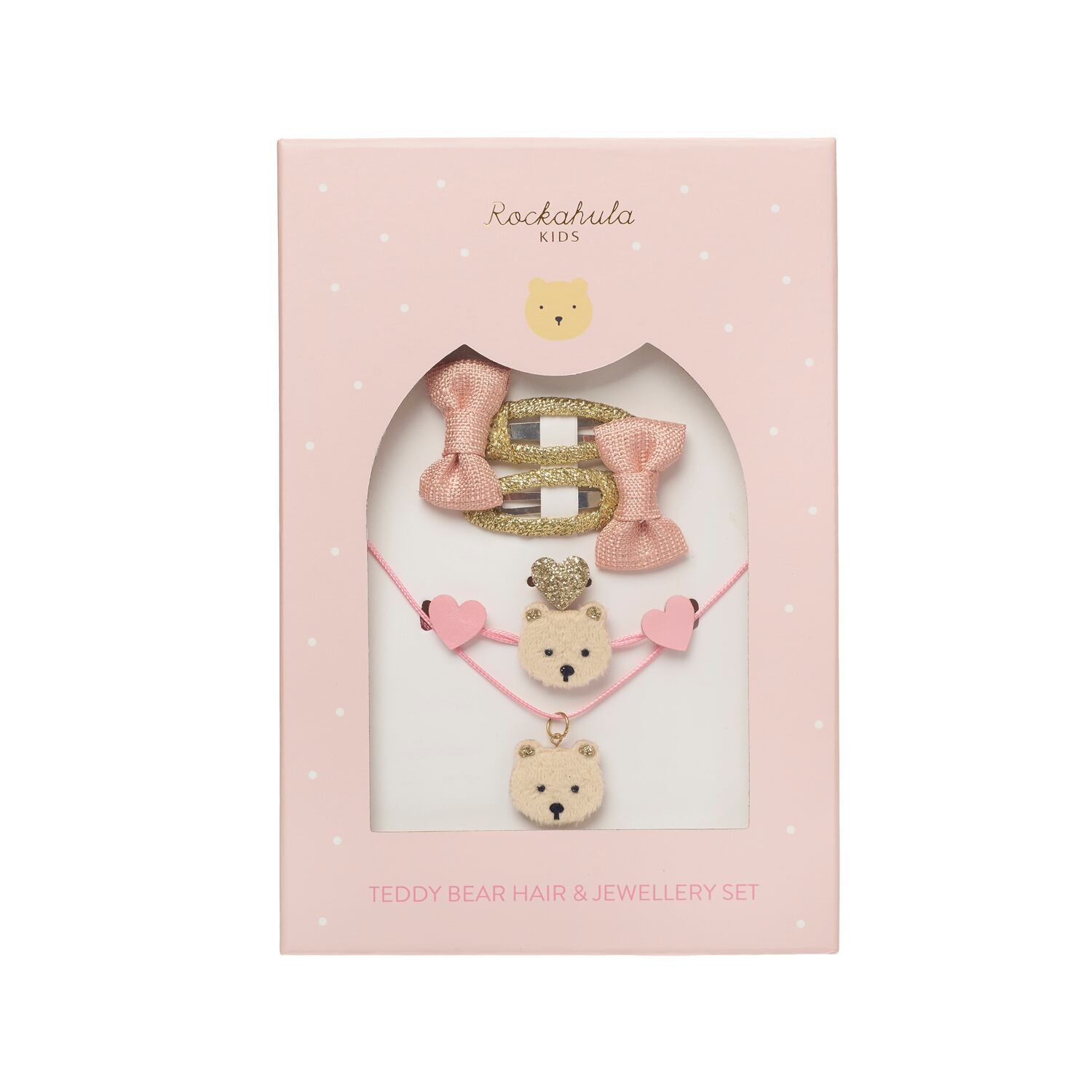 GFT12B:Teddy Bear Hair & Jewellery Set-BROWN