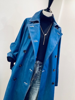 【梅春10％OFF】インディゴ染めラグラントレンチコート