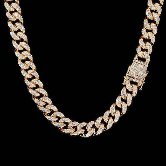 18kgp Iced Out Cuban Link Necklace 【12mm / GOLD】