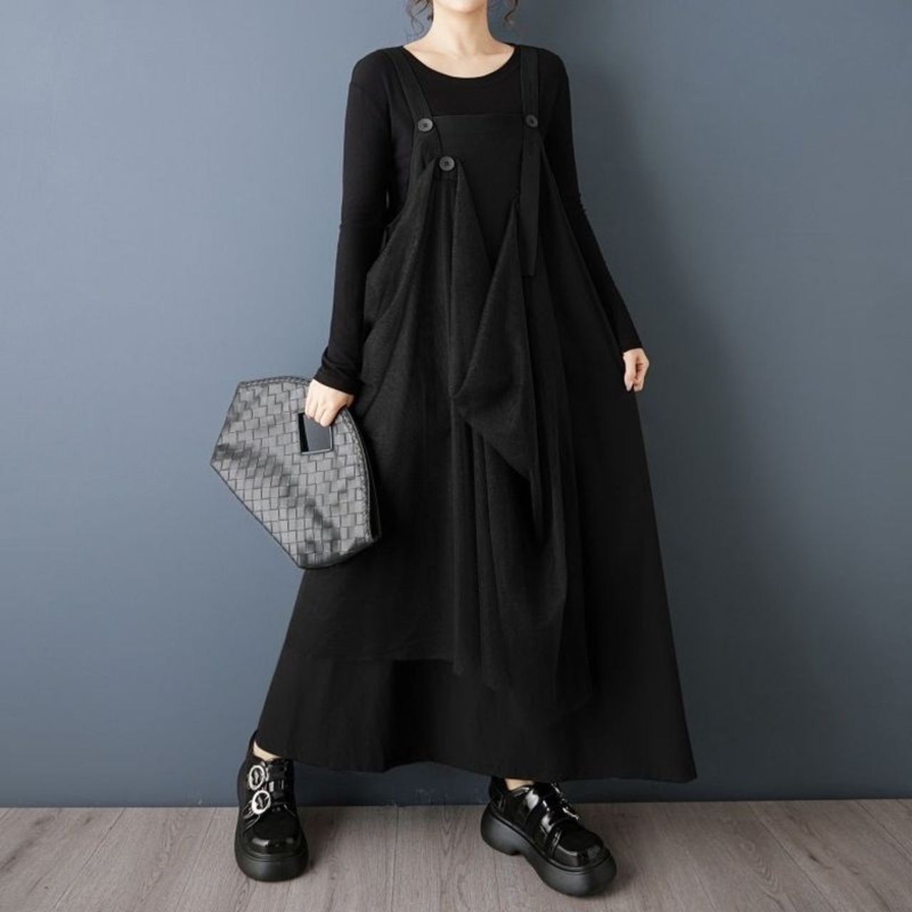 レイヤード チュール サスペンダースカート 00355