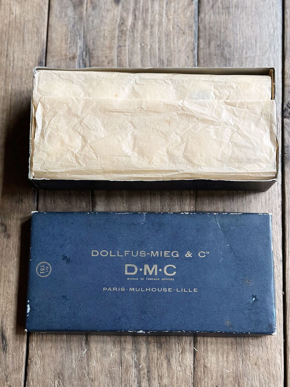DMC 糸巻き入り紺色の紙箱 メルスリー | Brocante de La Cocotte