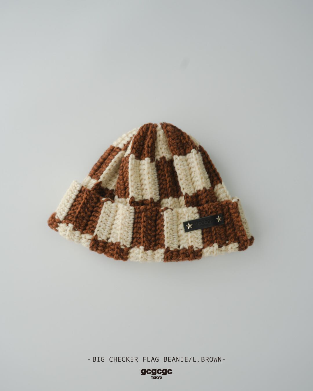 BIG CHECKER FLAG BEANIE | BURGUNDY | gcgcgc PRODUCTS crafted by