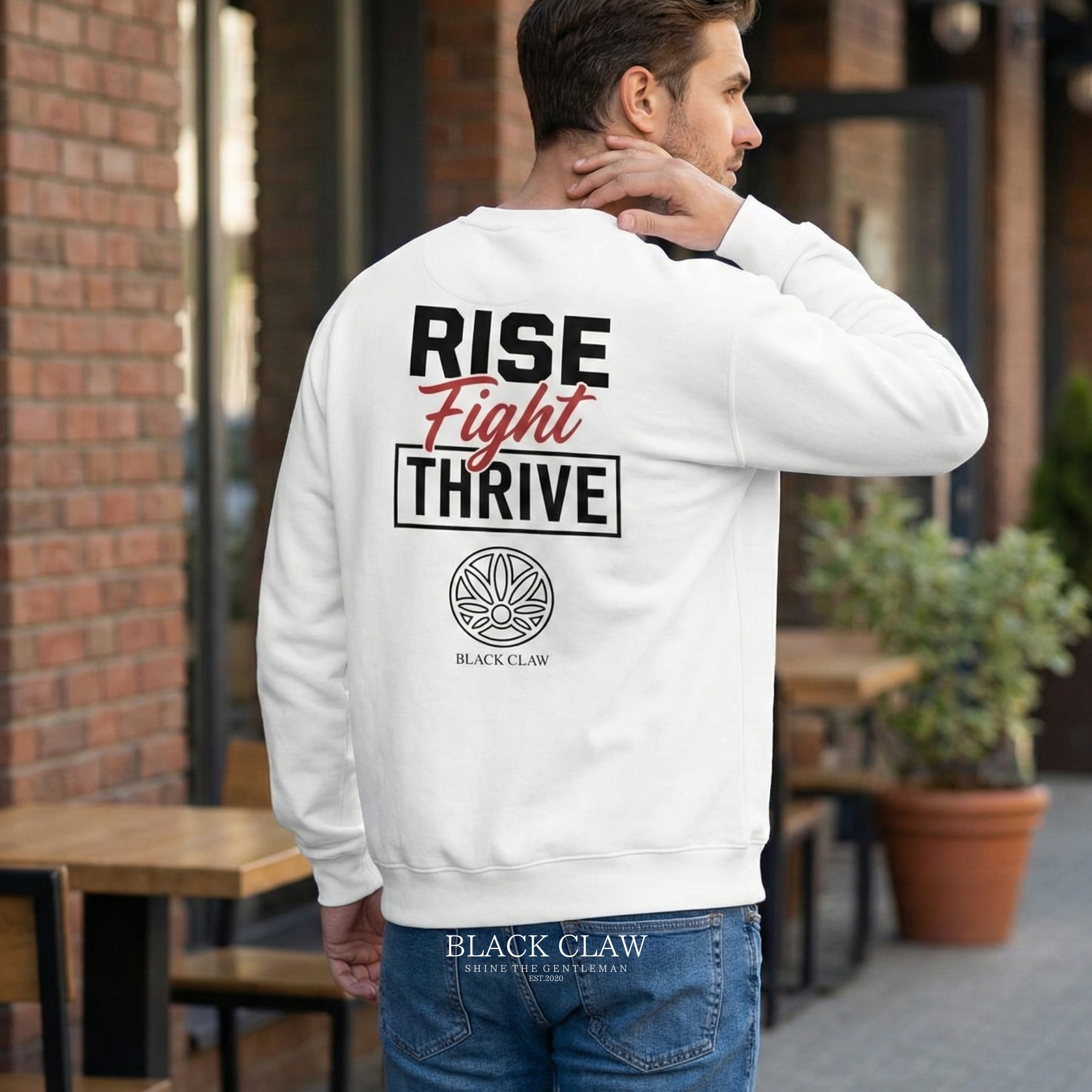 “Rise, Fight, Thrive” 裏起毛スウェット