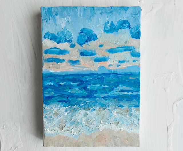 16×23㎝「朝の海6」油彩・原画・サムホール 16×23㎝「朝の海6」サムホール・油彩画・原画 | かいがのみせ