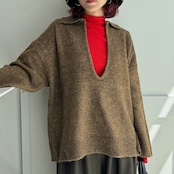 スキッパーオーバーKnit/mixブラウン