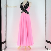 社交ダンス 衣装 スタンダードドレス ワンピース ドレス スタンダード フロート レース 黒 デモ 競技 ダンス パーティ 発表会 ブラック系 ピンク系 フロートスカート かわいい 衣装 おしゃれ 競技用 パーティー用 ステージ衣装 伸縮性 発表会衣装