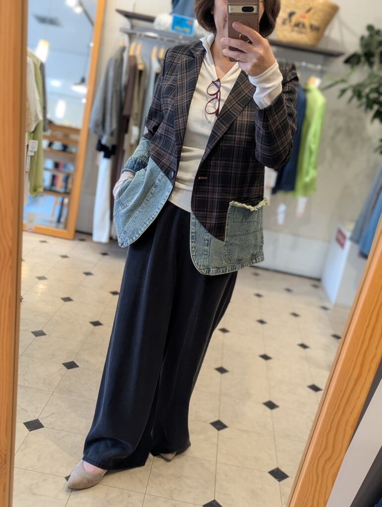 MICALLE MICALLE＞ デニム切り替えチェック柄ジャケット | s.cute
