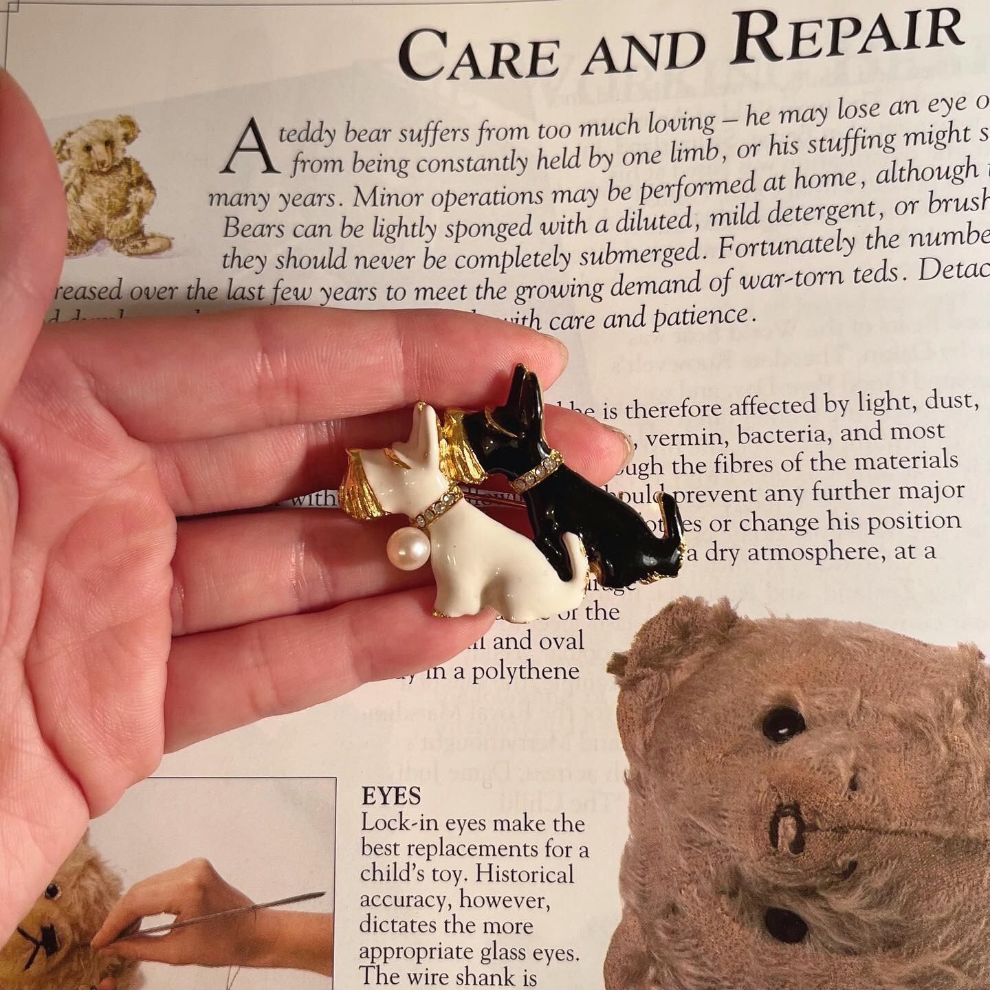 white black terrier brooch