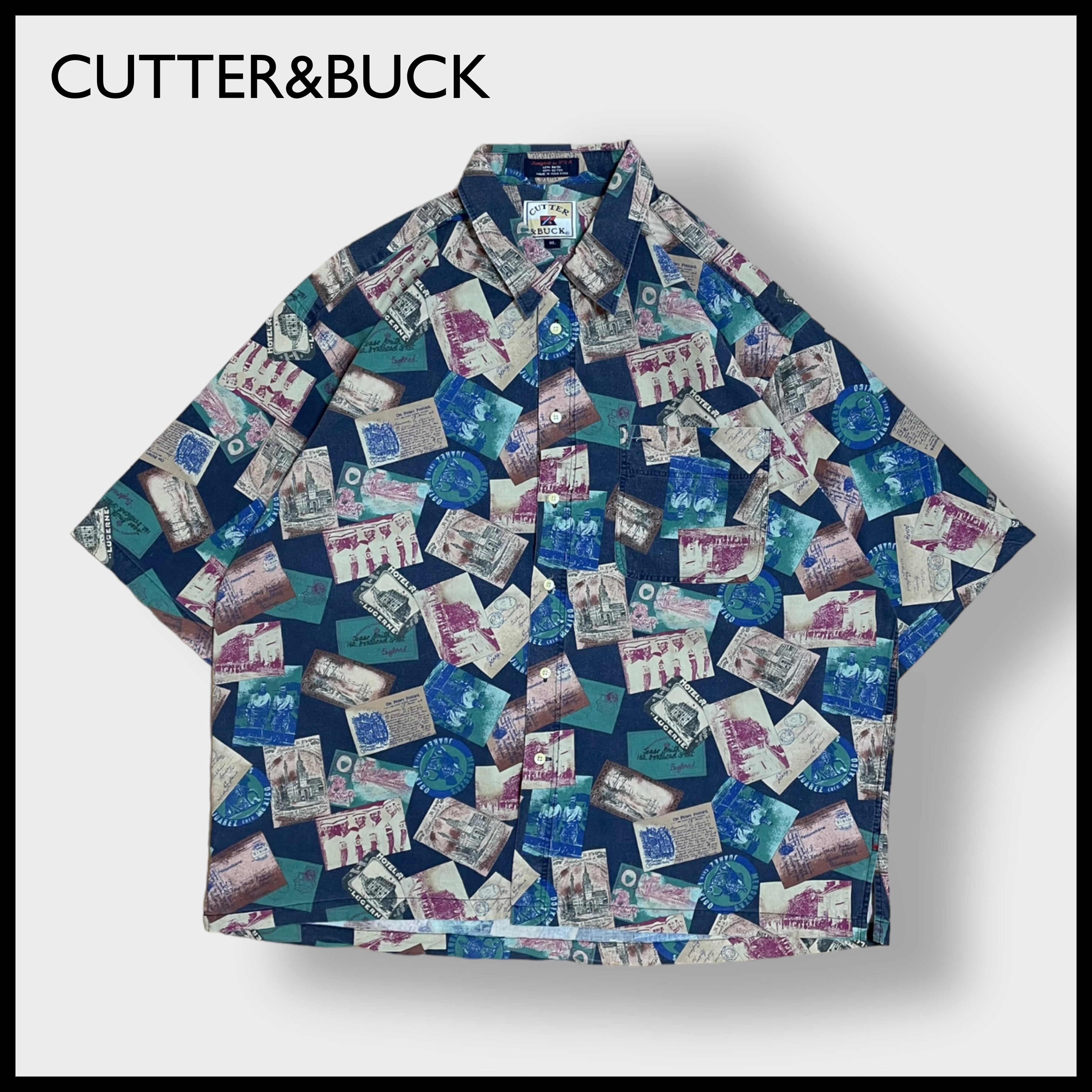 【CUTTER&BUCK】半袖シャツ 柄シャツ 総柄 XL ビッグサイズ