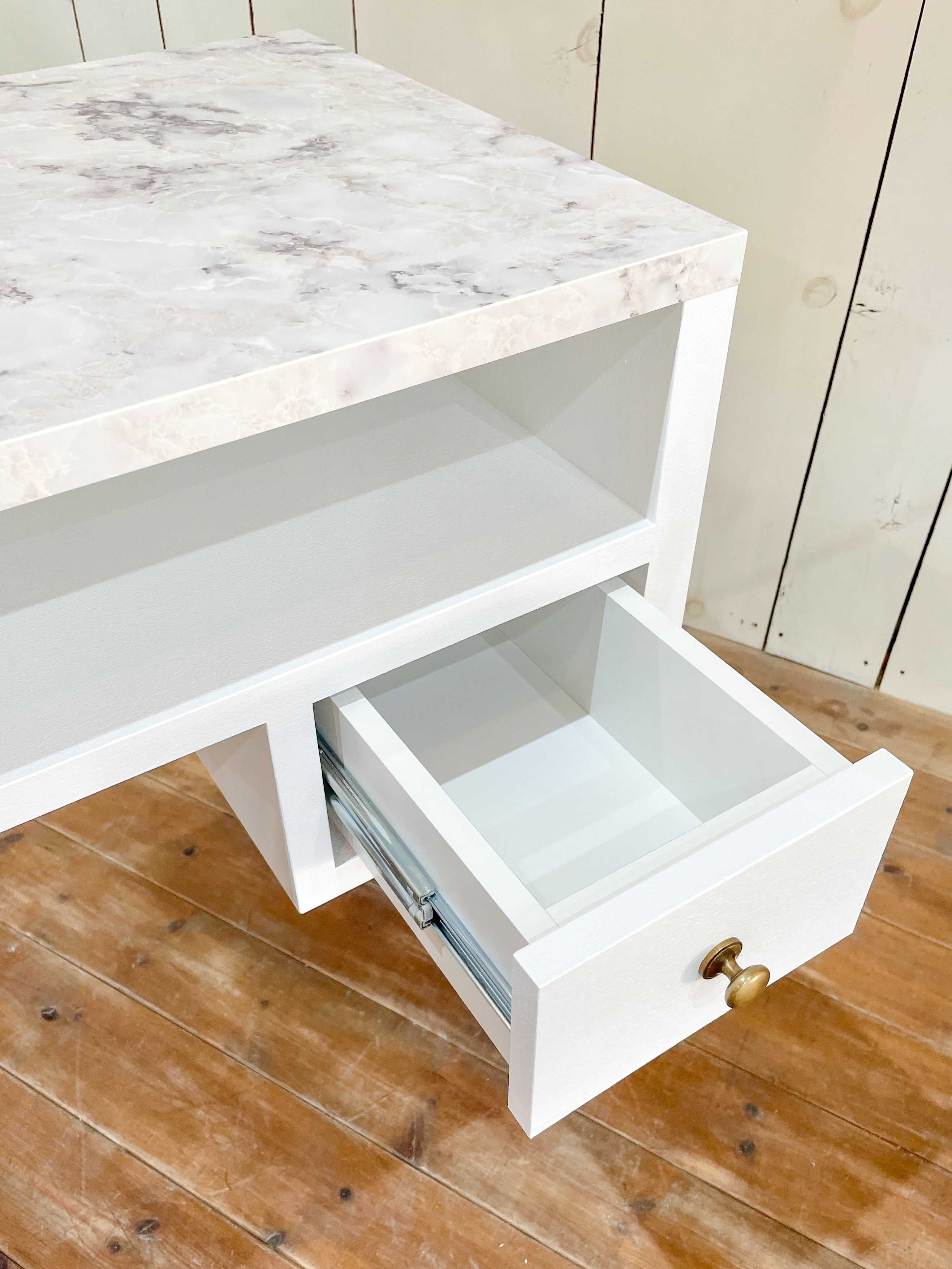 大理石天板ネイルテーブル1000 かわいい引き出し付き（ネイル