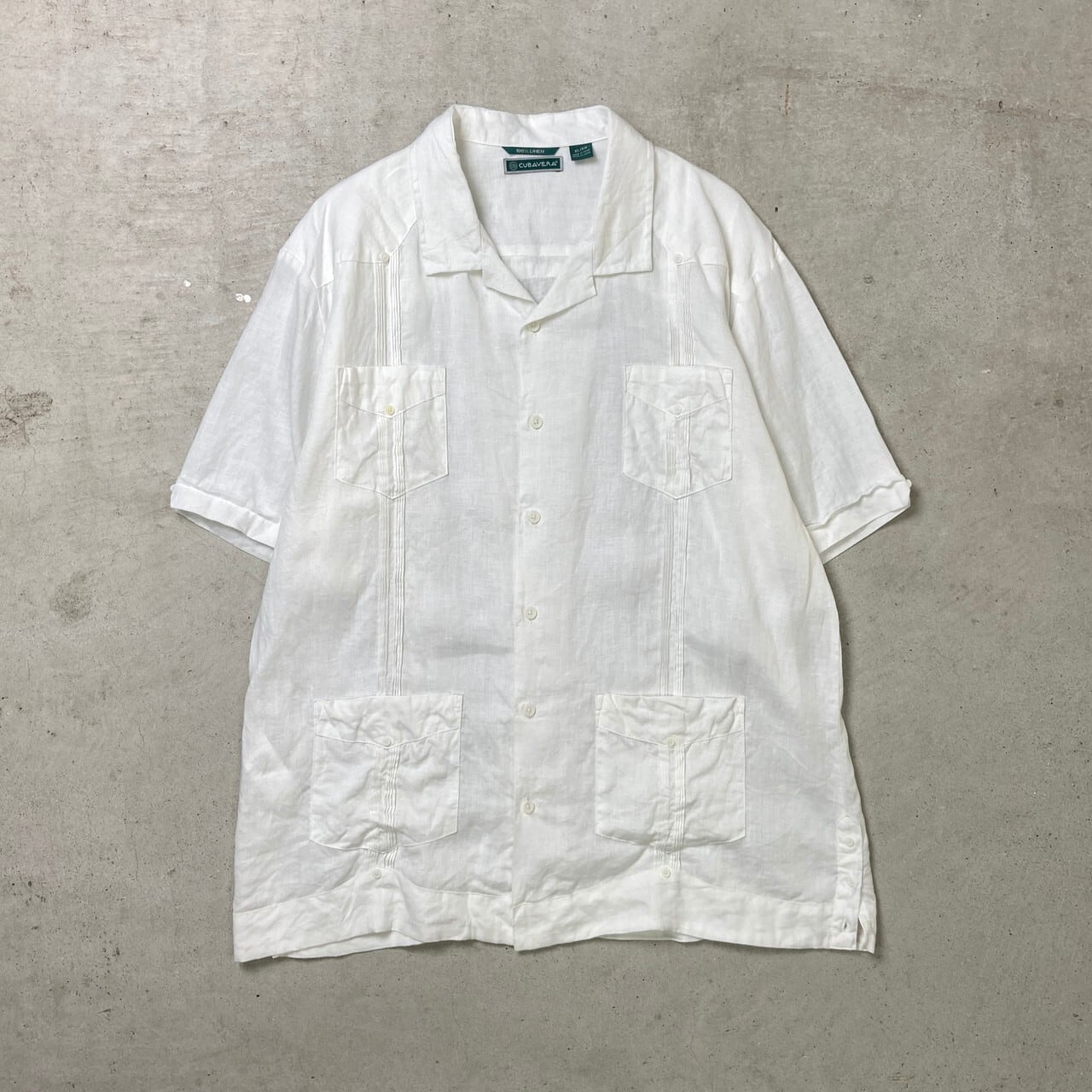 CUBAVERA リネンキューバシャツ オープンカラーシャツ メンズXL 古着 