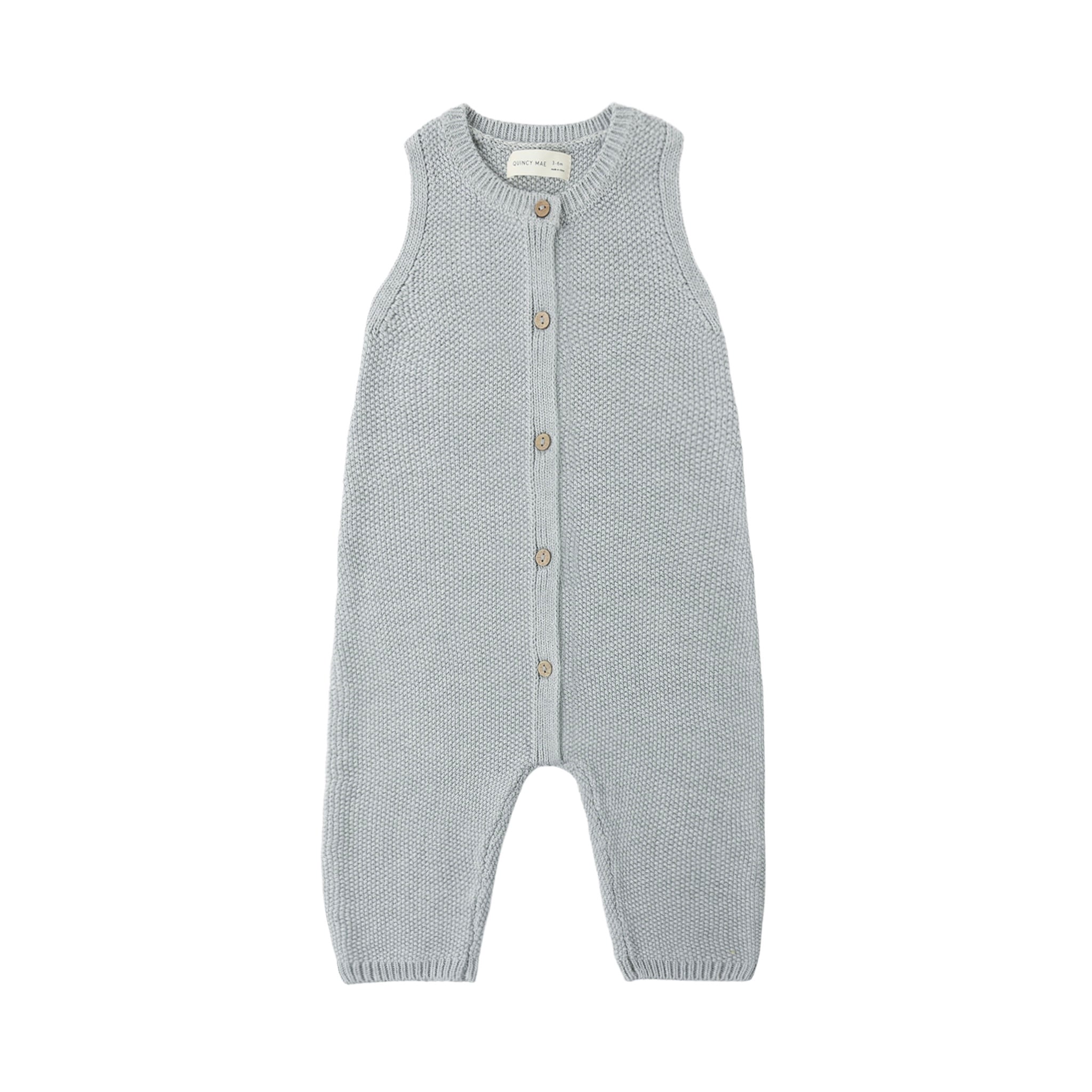 Quincy Mae(クインシーメイ) / 26ss KNIT JUNPSUIT / HEATHERED SKY / 12-18M
