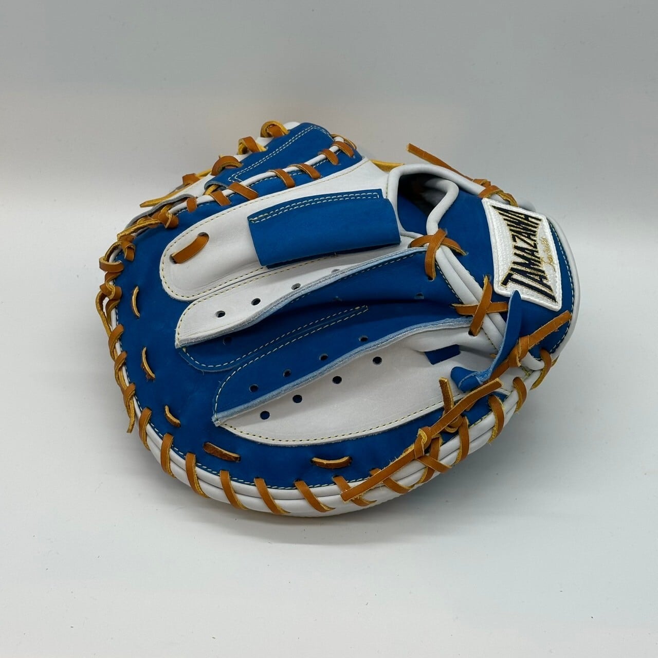 【別注軟式】玉澤キャッチャーミット(本体:ブルーxホワイト 紐:タン)タマザワ_04
