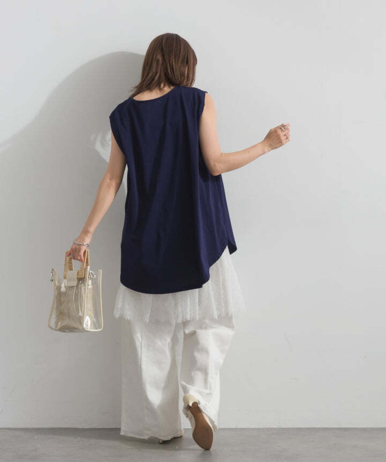 AE2972 ロゴフレンチスリーブプルオーバー navy