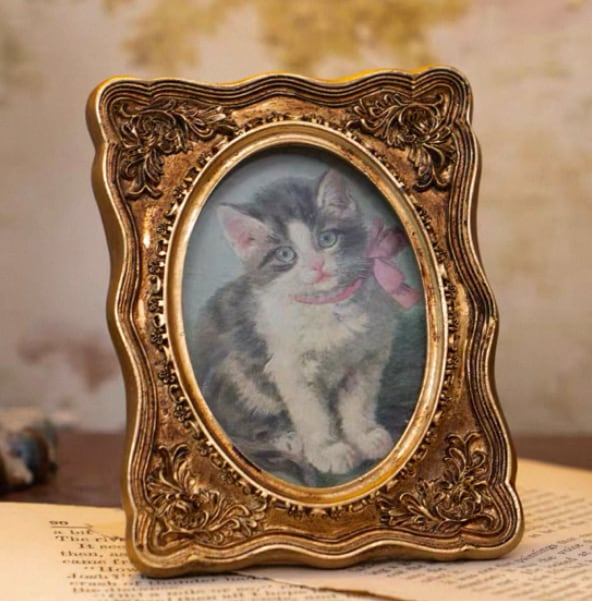 【合計5999円以上ご購入で注文可能】antique gold cat frame アンティークゴールド猫フレーム