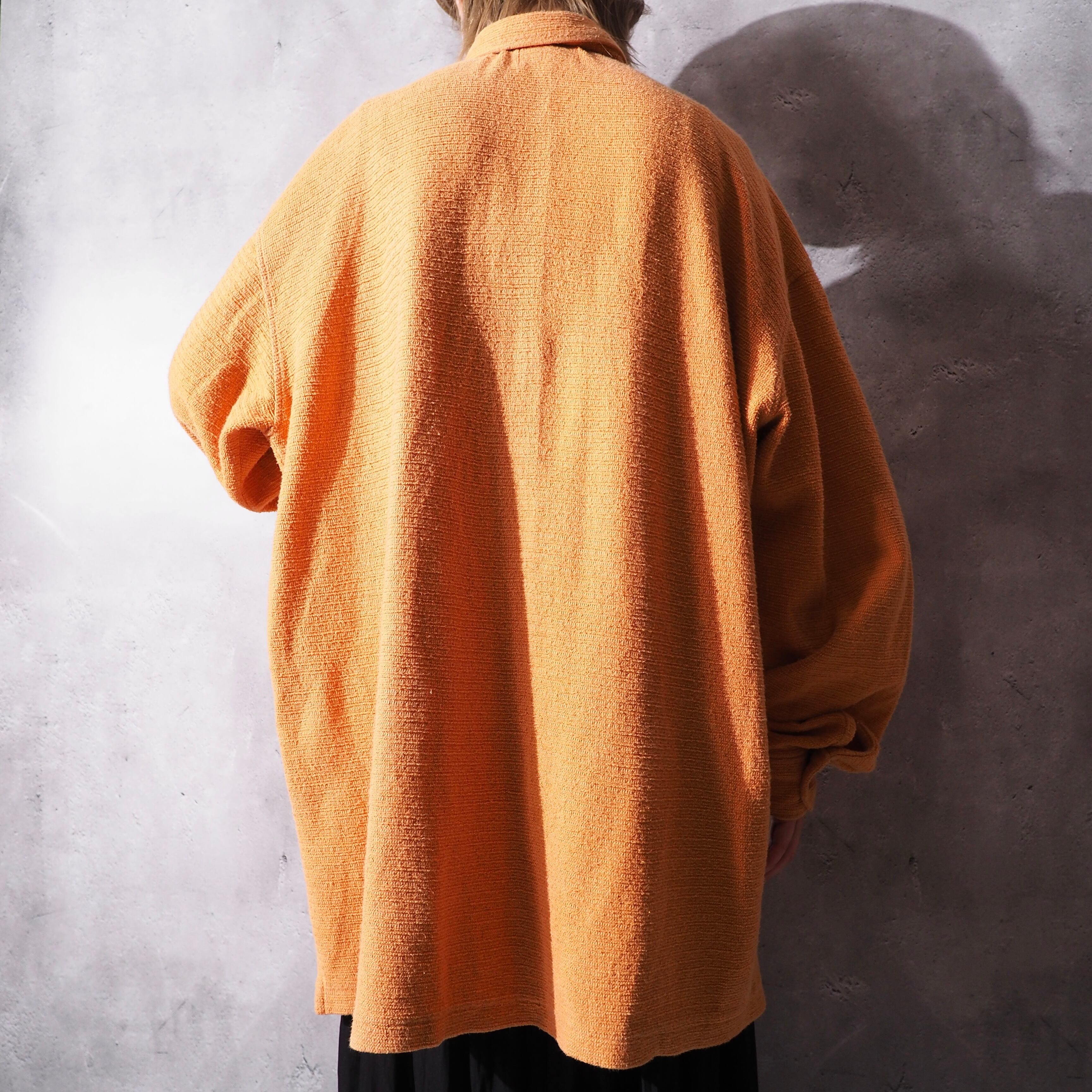 Carrot orange color soft pile fabric cotton loose shirt