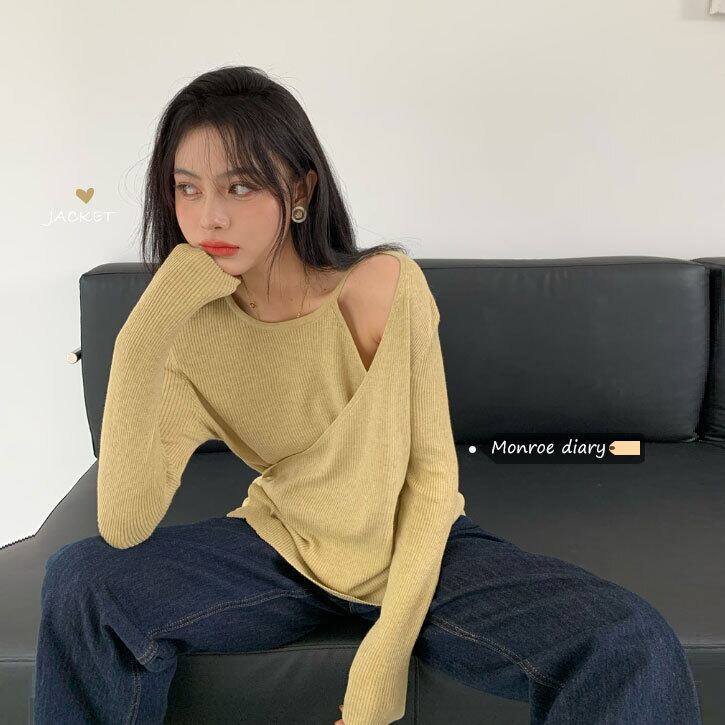 セーター 薄手コート オータムトップス ロング 秋物 オフショルダー モンロー84446345619