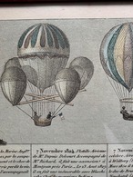 版画　気球　記事付き　額装済み　モンゴルフィエール作　木製フレーム　カラーオフセット印刷　19otg15